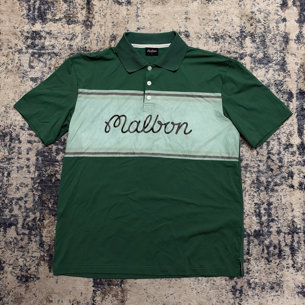 Malbon Golf Men's Polo Short Sleeve Golf Shirt M9165 GRN Mezzo Large L 100